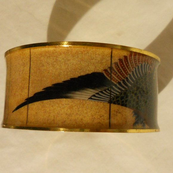 Art Cuff Japan Edo reproduction Phoenix Bracelet Bangle Goldtone nib - Picture 3 of 15